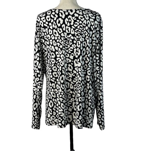 Worthington 2X-Large Top Scoop Neck Long Sleeve Stretch Side Tie Leopard Print - Picture 5 of 8